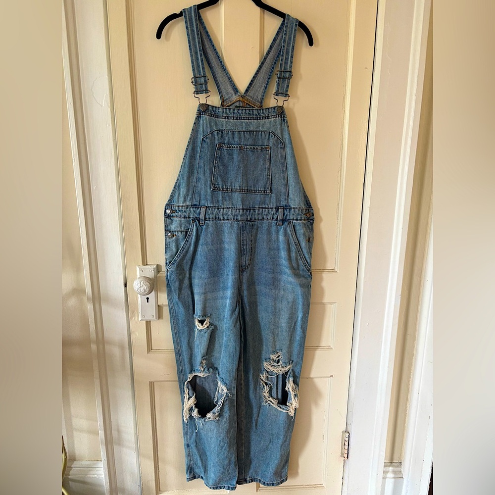 Distressed Blue Denim Overalls